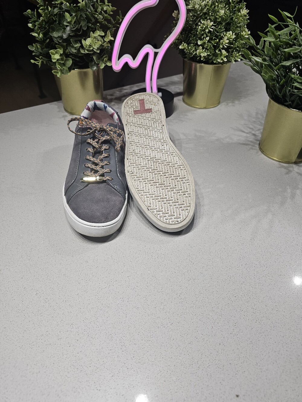TED BAKER Espadrilles / Sneakers en Daim Gris à Logo - Picture 7 of 9